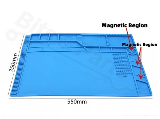Silicone work mat 55cm x 35cm x 5mm magnetic blue